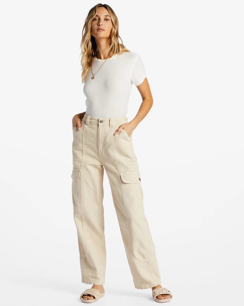 Billabong Wall To Wall Denim Cargo Pants - Antique White 1