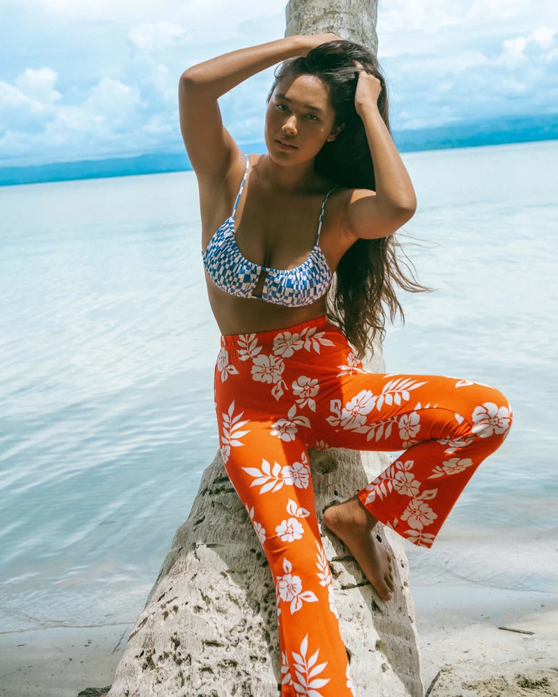 Billabong Going High Stretchy Knit Flared Pants - Red Aloha