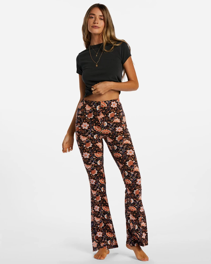 Billabong Sundown High-Waisted Flared Pants - Black Pebble
