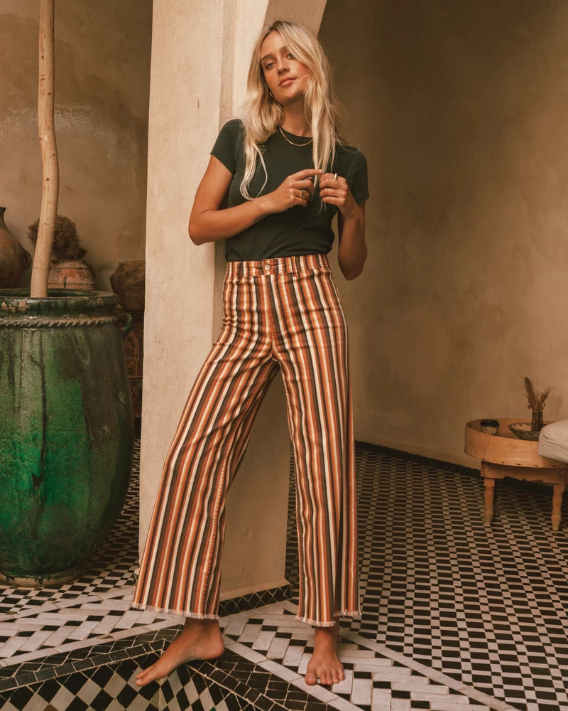 Billabong Free Fall Print Wide Leg Pants - Fire Side