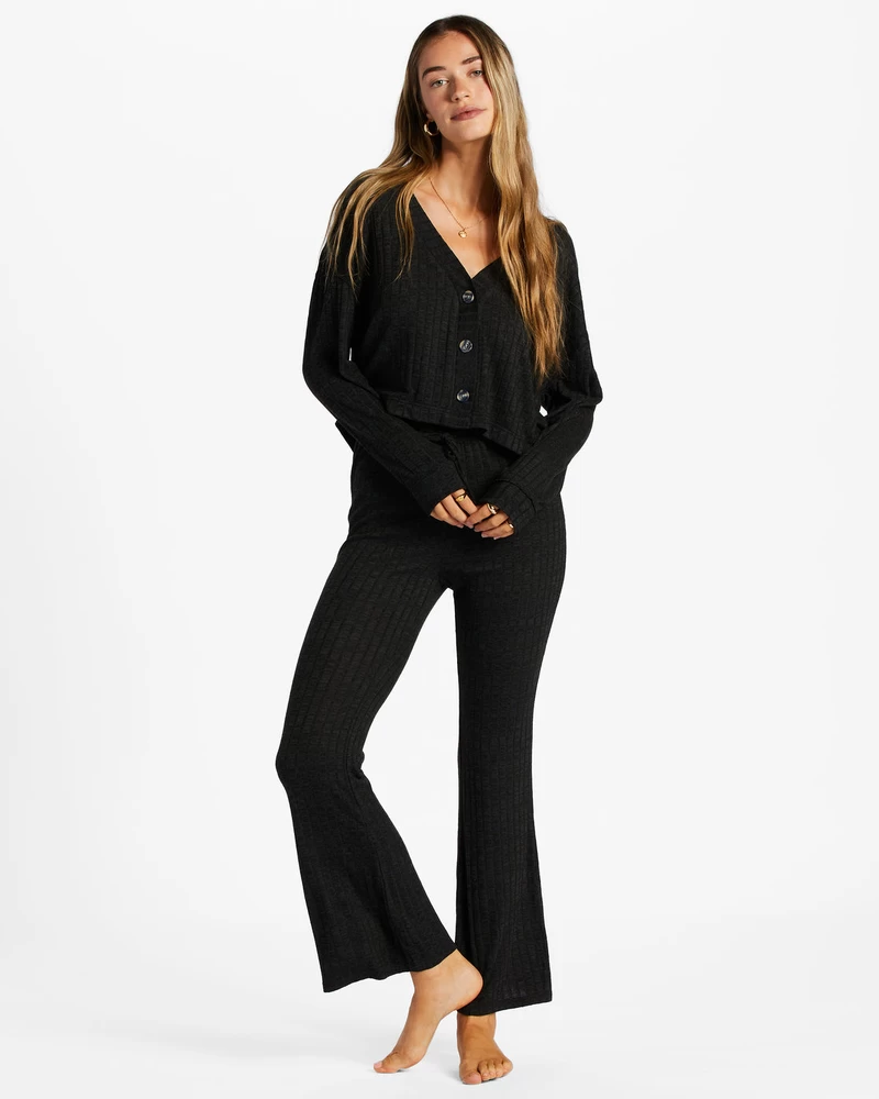 Billabong So Easy Flare Knitted Flared Trousers - Black Sands
