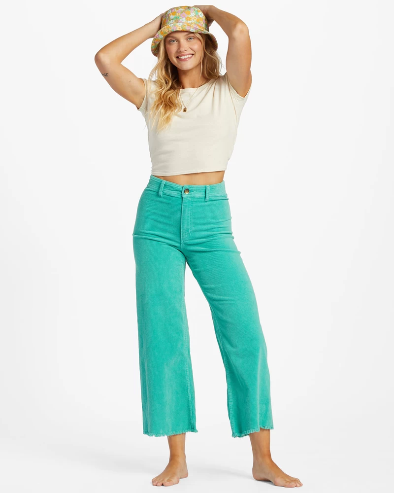 Billabong Free Fall Wide-Leg Corduroy Pants - Bright Lagoon