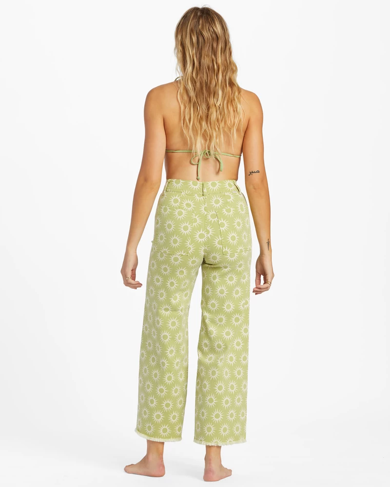 Billabong Free Fall Print Wide Leg Pants - Green Eyes