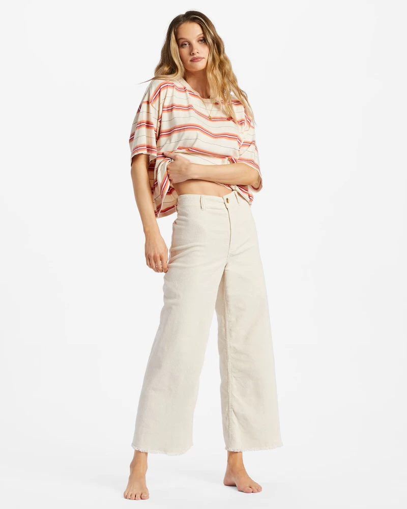 Billabong Free Fall Wide-Leg Corduroy Pants - Antique White