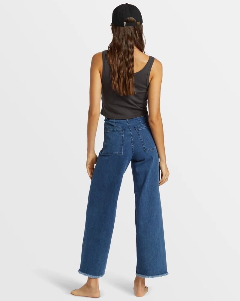 Billabong Free Fall Indigo Wide-Leg Jeans - Oceana Blue
