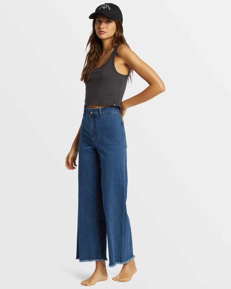 Billabong Free Fall Indigo Wide-Leg Jeans - Oceana Blue