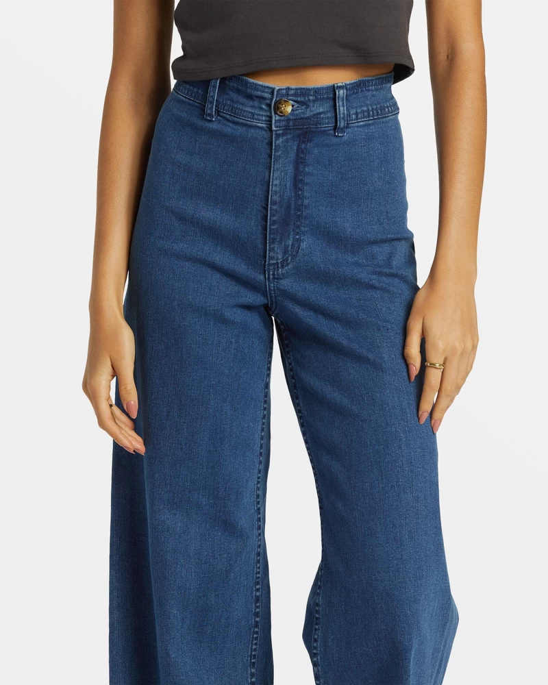 Billabong Free Fall Indigo Wide-Leg Jeans - Oceana Blue