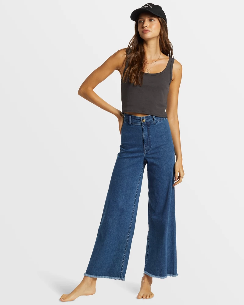 Billabong Free Fall Indigo Wide-Leg Jeans - Oceana Blue
