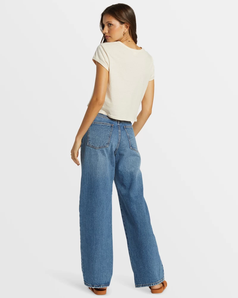 Billabong Aaliyah Baggy Denimbukse - Medium Denim