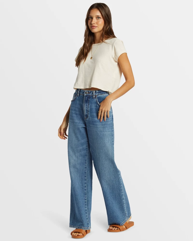Billabong Aaliyah Baggy Denimbukse - Medium Denim