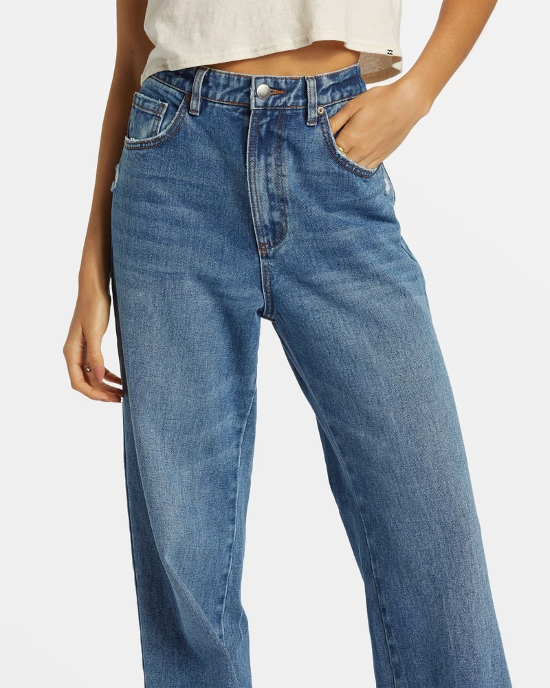 Billabong Aaliyah Baggy Denimbukse - Medium Denim