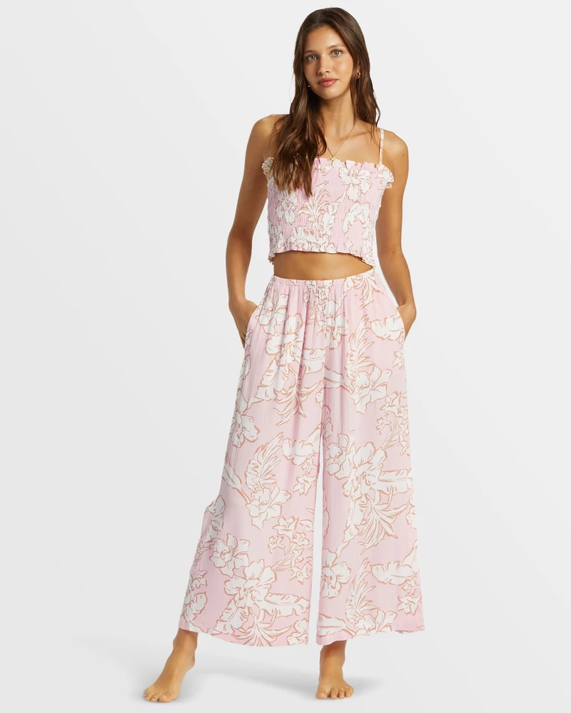 Billabong Sun Catcher Elastic Waist Printed Pants - Feelin Peachy