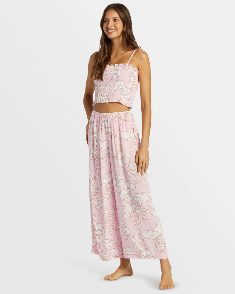 Billabong Sun Catcher Elastic Waist Printed Pants - Feelin Peachy