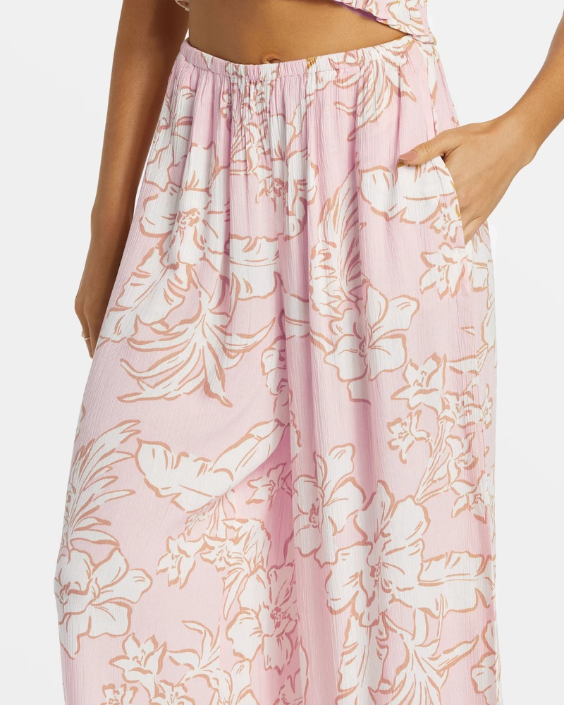 Billabong Sun Catcher Elastic Waist Printed Pants - Feelin Peachy