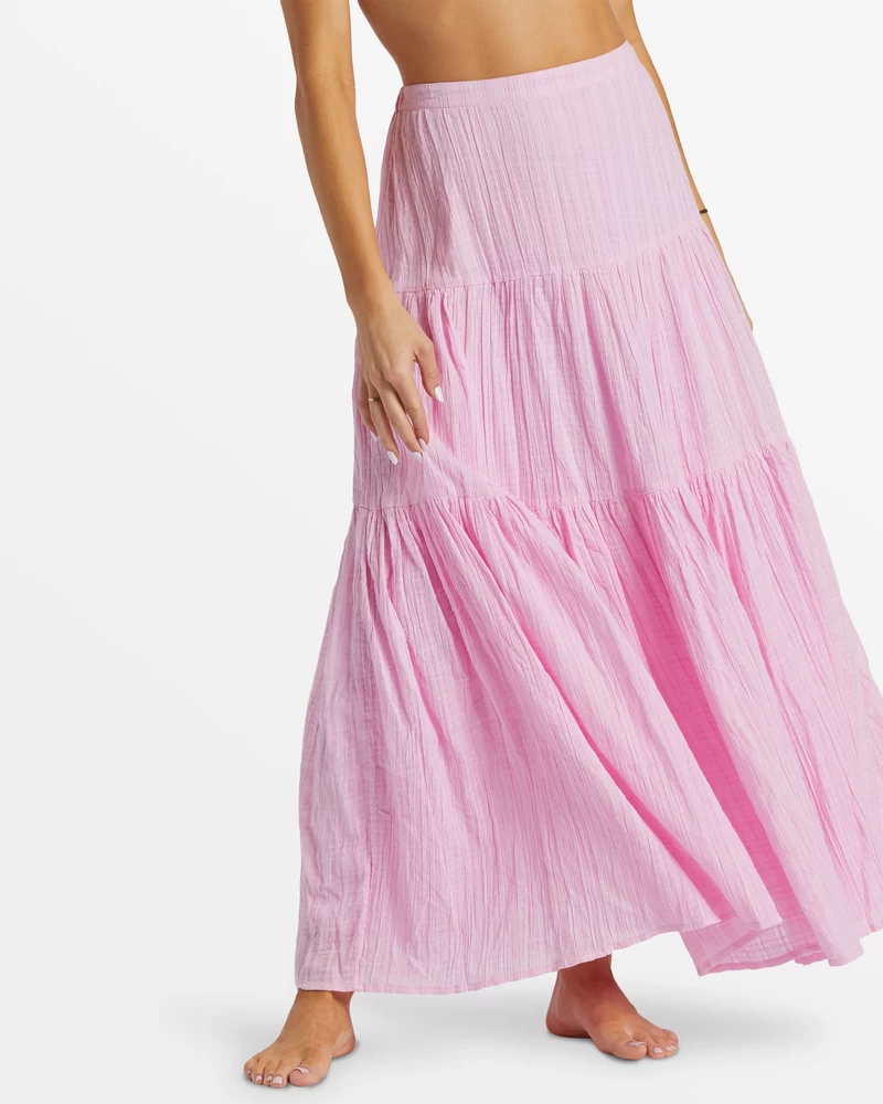 Billabong Sol Tiered Maxi Skirt - Pink Dream