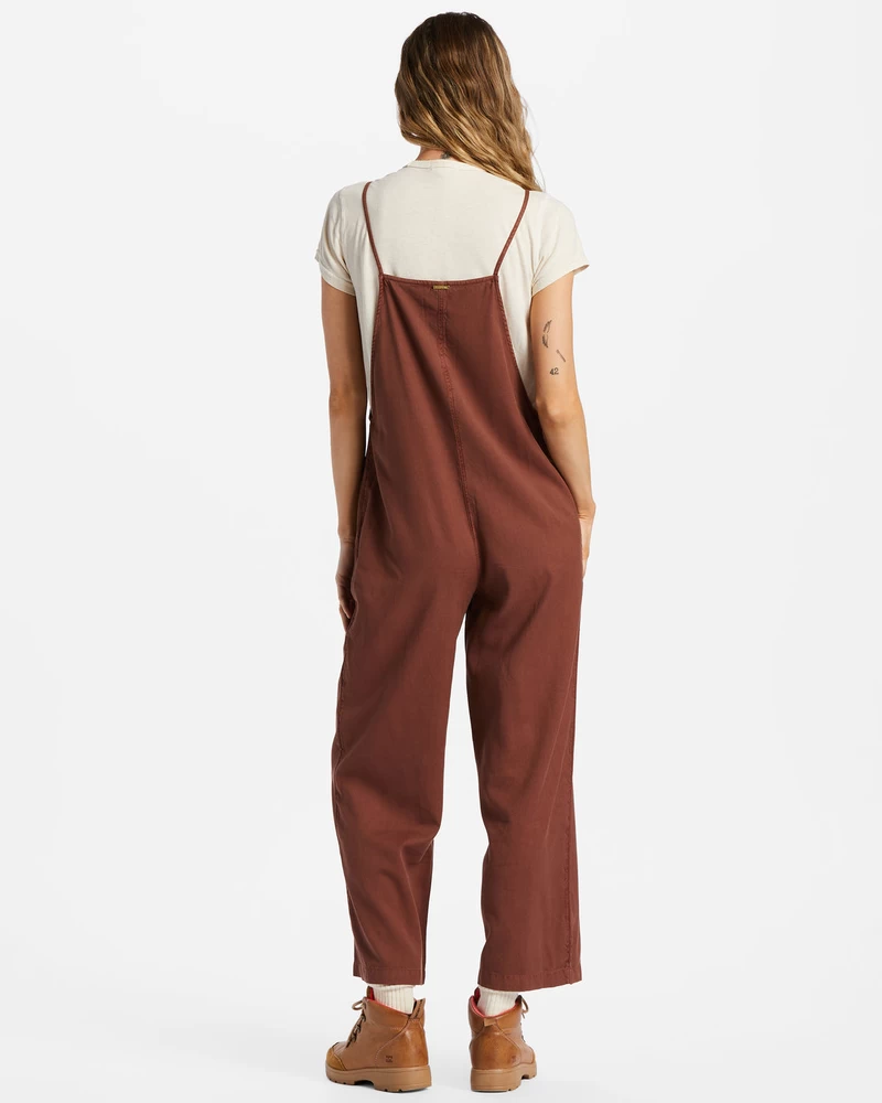 Billabong Beach Cruiser Wide-Leg Overalls - Mocha