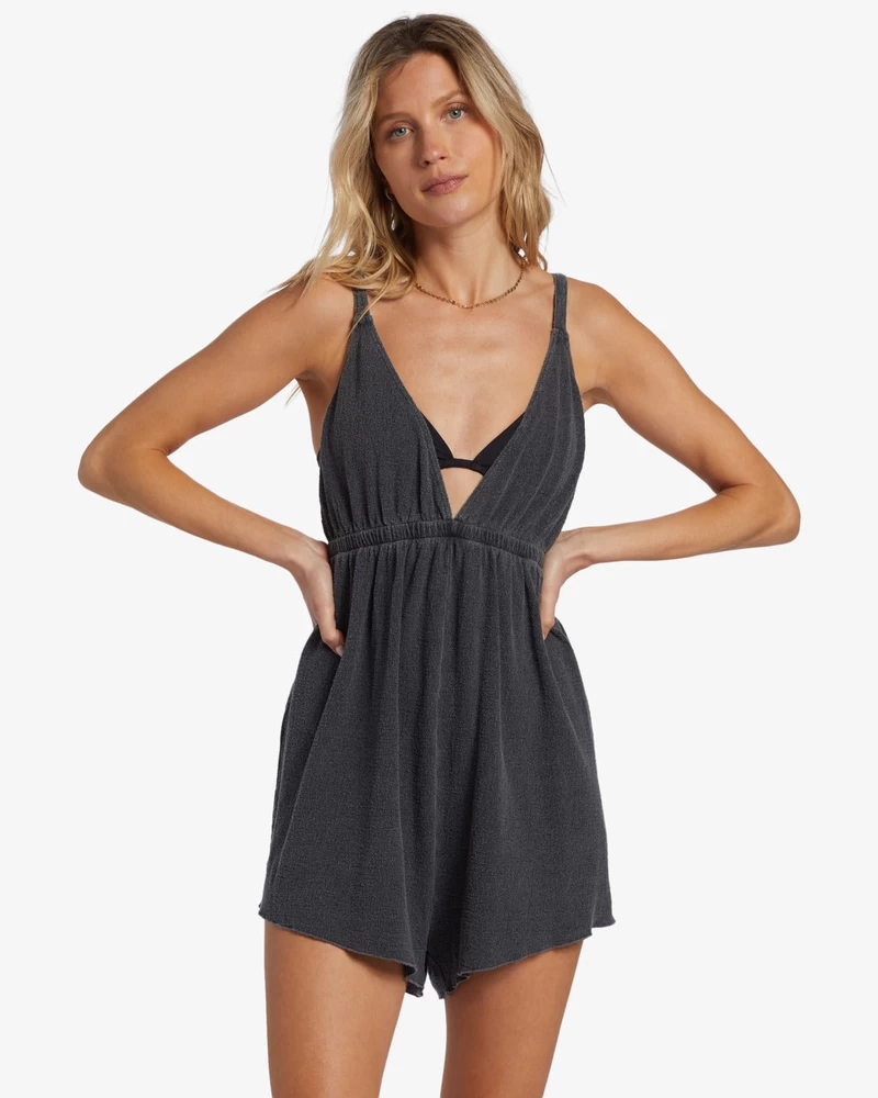 Billabong On Vacay Romper Cover Up - Black Pebble
