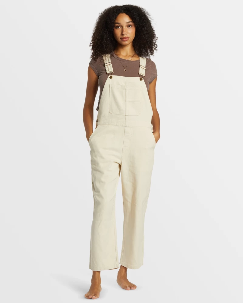 Billabong Sand Canyon Denim Overalls - White Cap