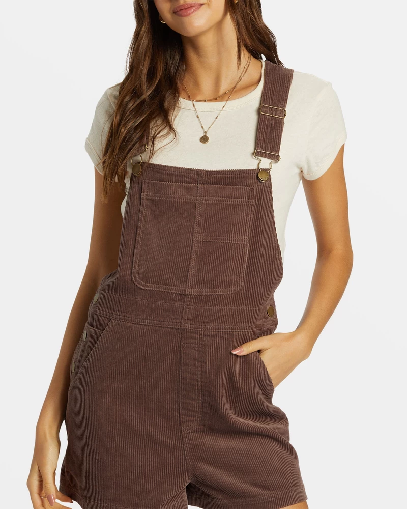 Billabong Sand Canyon Corduroy Shortall Romper - Kona