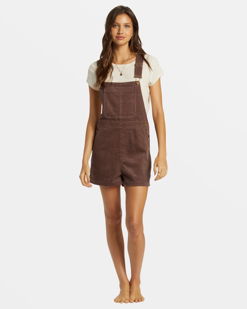 Billabong Sand Canyon Corduroy Shortall Romper - Kona