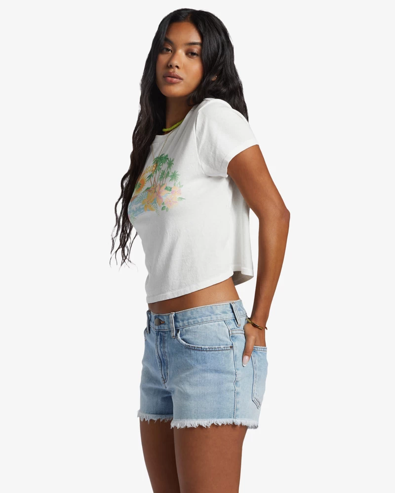 Billabong Drift Away Frayed Denim Shorts - Light Wash