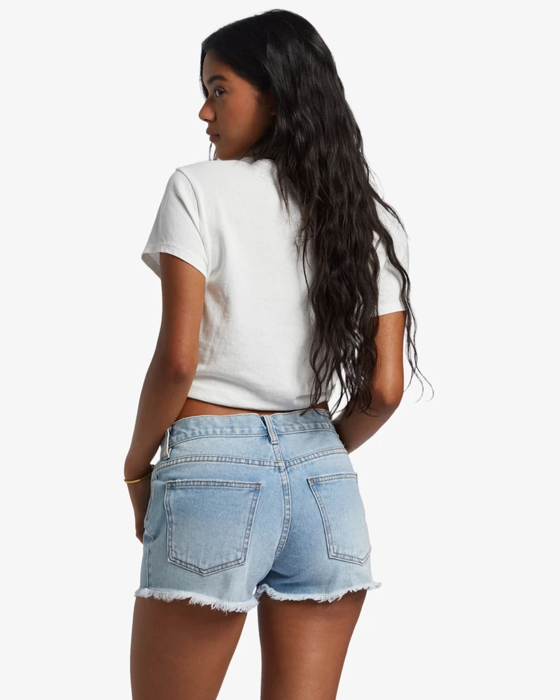 Billabong Drift Away Frayed Denim Shorts - Light Wash