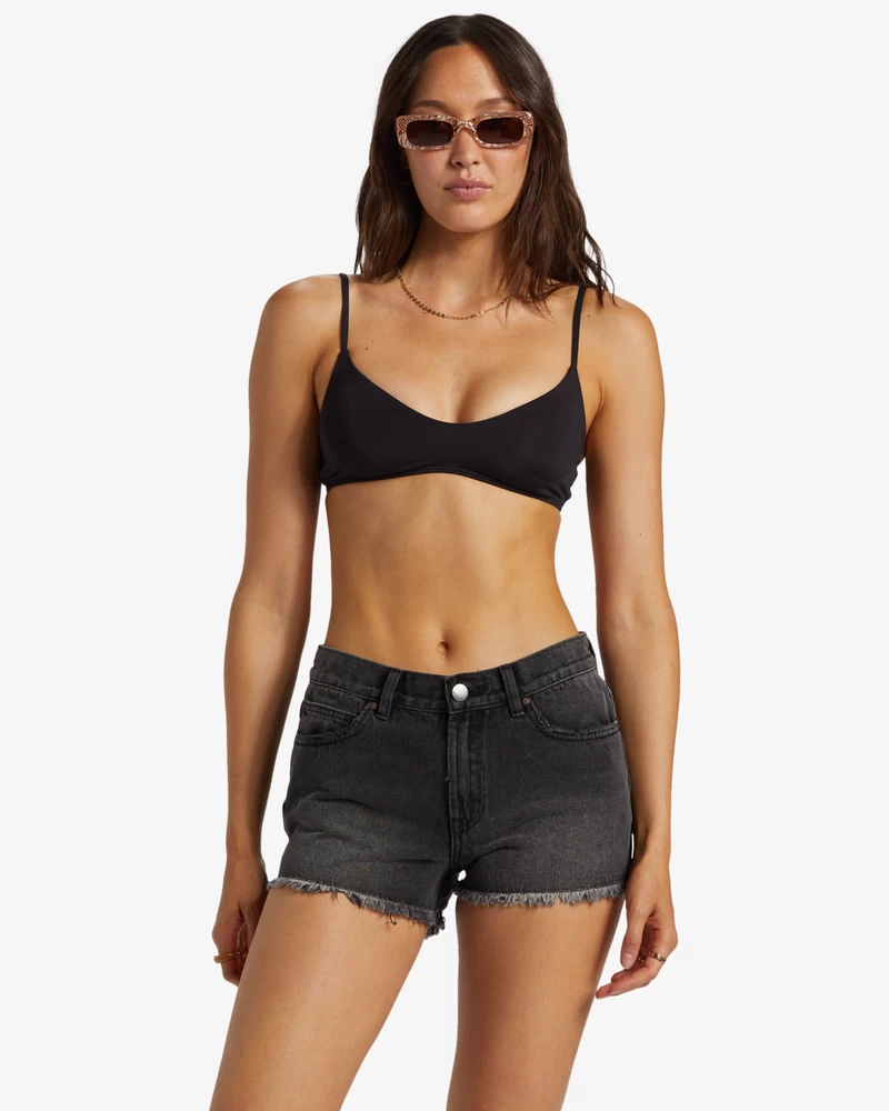 Billabong Drift Away Frayed Denim Shorts - Black Rinse