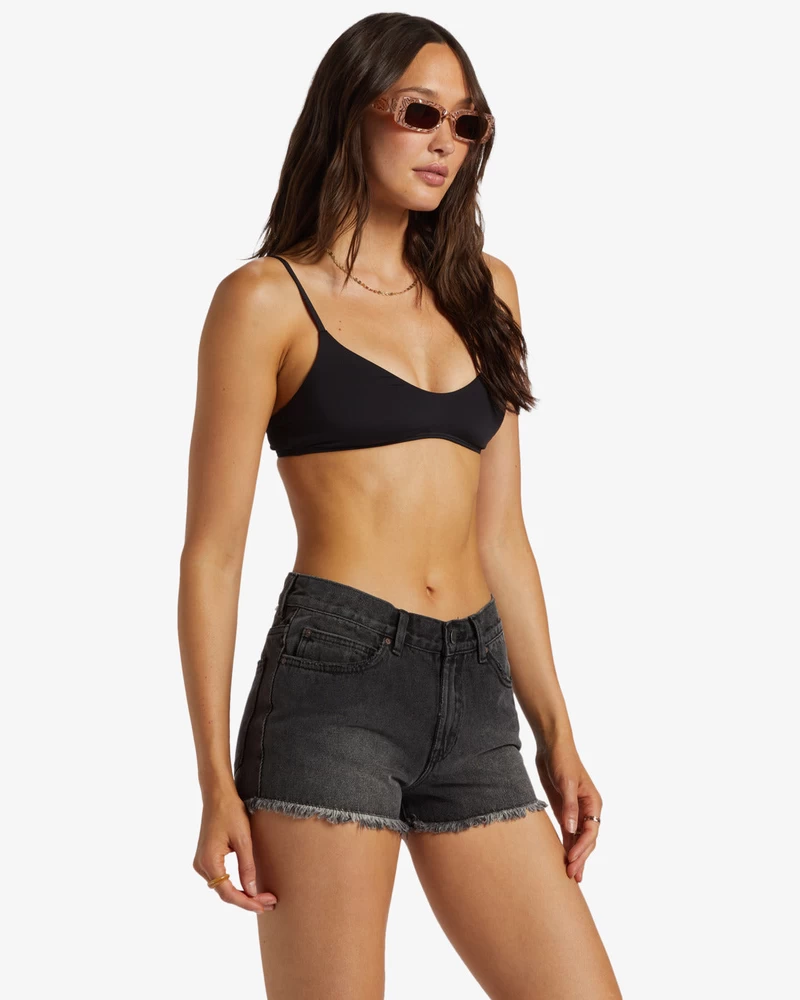Billabong Drift Away Frayed Denim Shorts - Black Rinse
