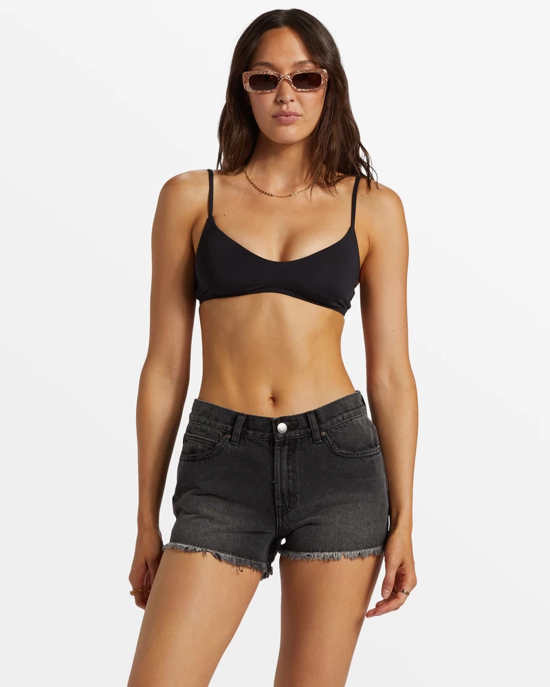 Billabong Drift Away Frayed Denim Shorts - Black Rinse
