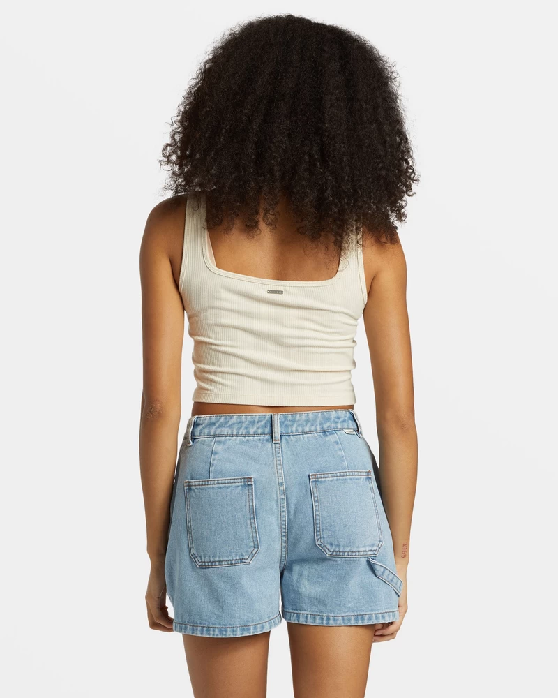 Billabong Leia Carpenter Denim Shorts - Soft Blue