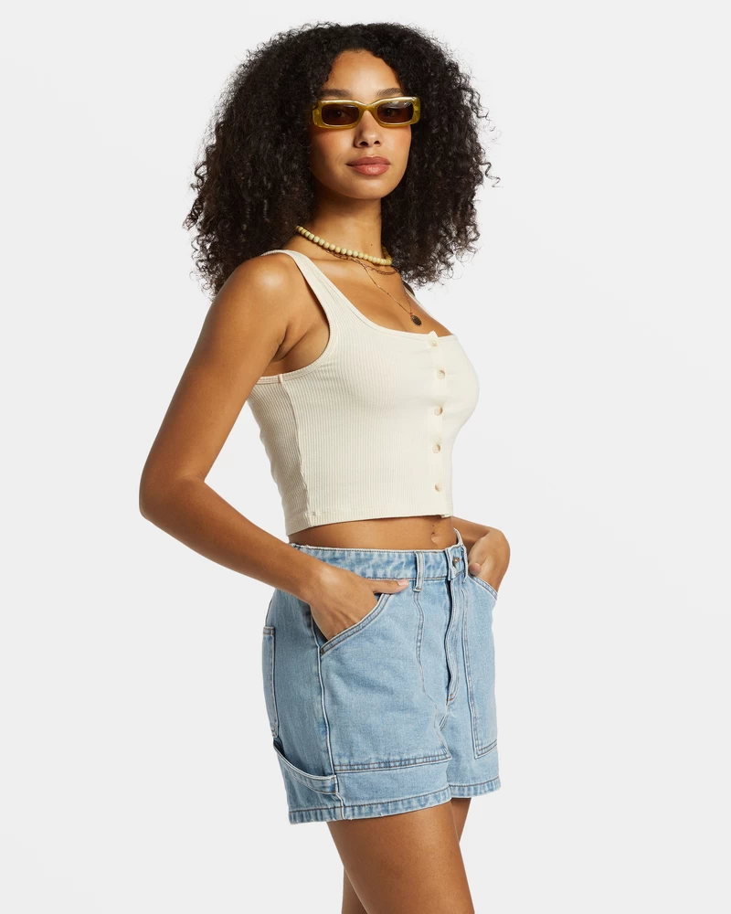 Billabong Leia Carpenter Denim Shorts - Soft Blue