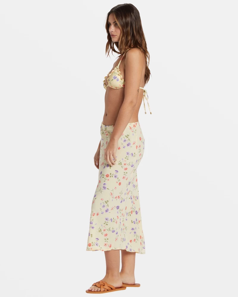 Billabong Kismet Printed Midi Skirt - Yellow