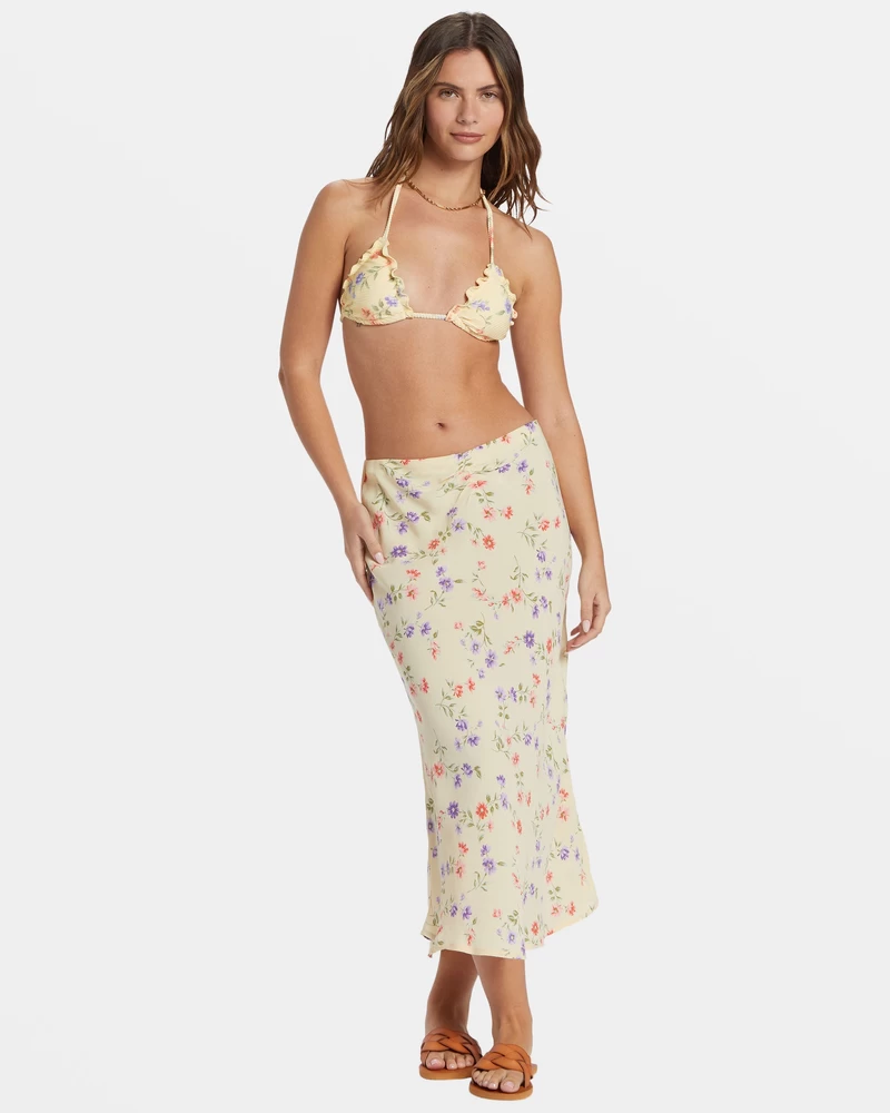 Billabong Kismet Printed Midi Skirt - Yellow