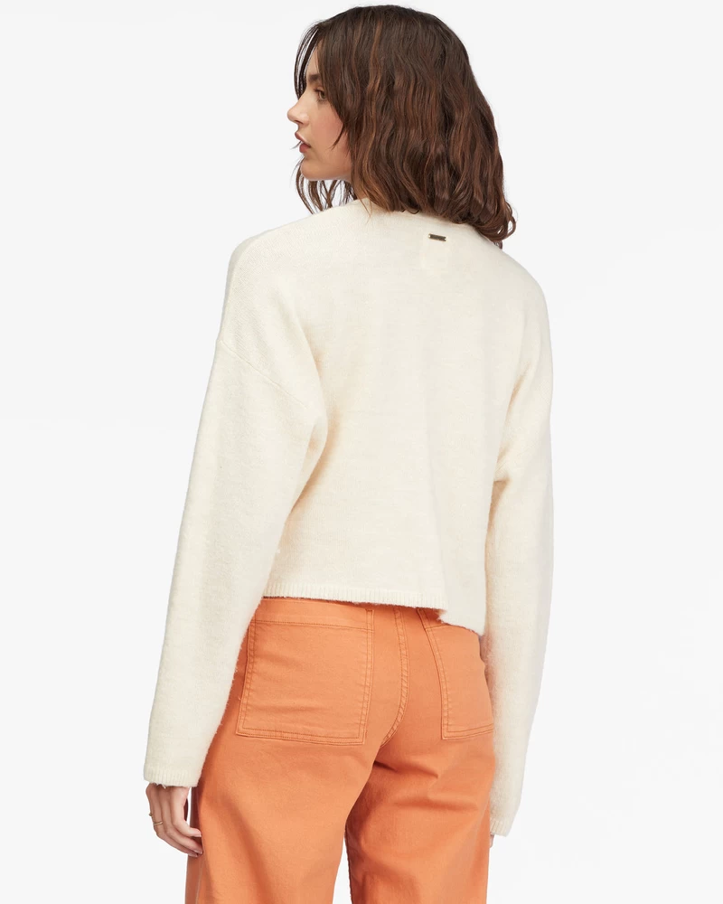 Billabong Short N Sweet Cropped Cardigan Sweater - White Cap