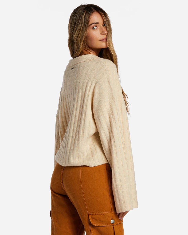 Billabong Flip Out Cropped Sweater - White Cap 1