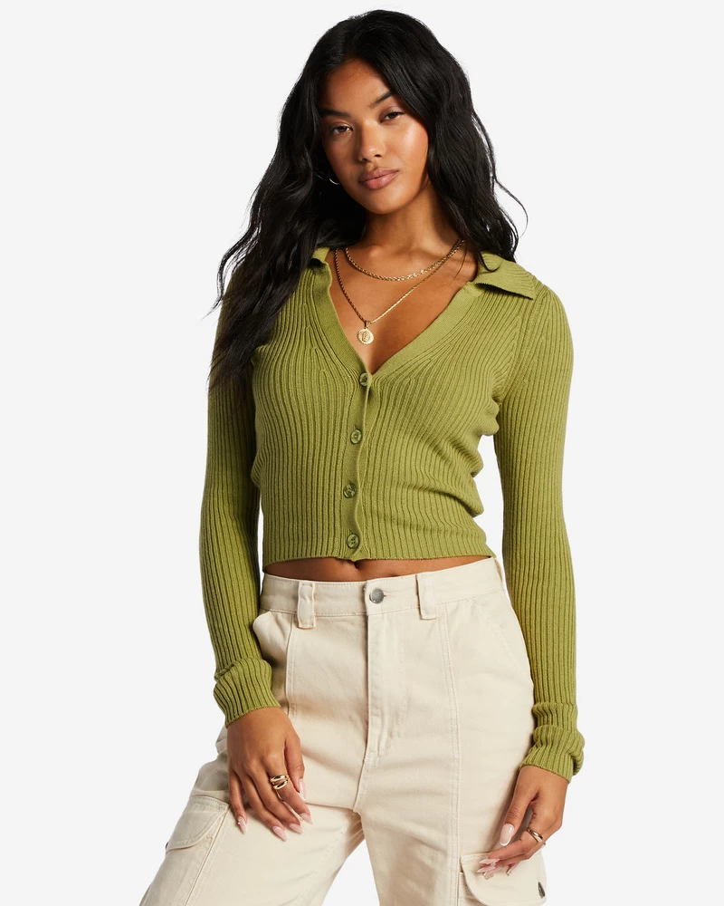 Billabong In Time Cardi Cardigan - Green Eyes