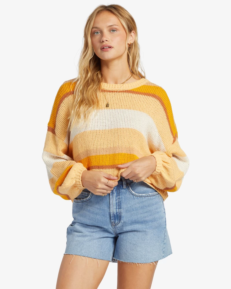 Billabong Sol Time Crew Neck Sweater - Citrus Glow
