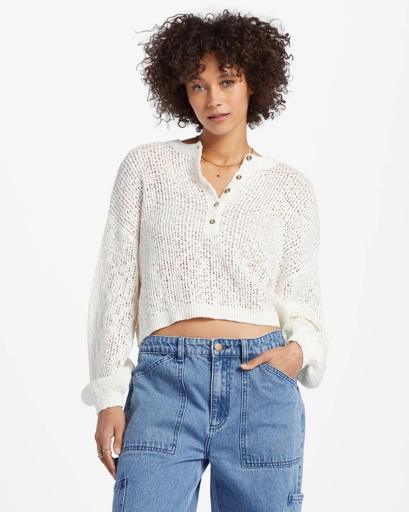 Billabong Warmin Up V-Neck Sweater - Whitecap