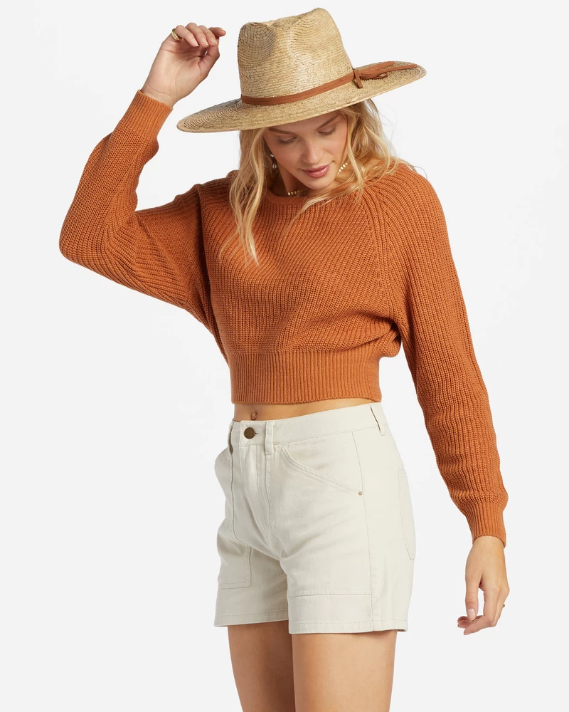 Billabong Sun Soaked V-Neck Sweater - Toffee
