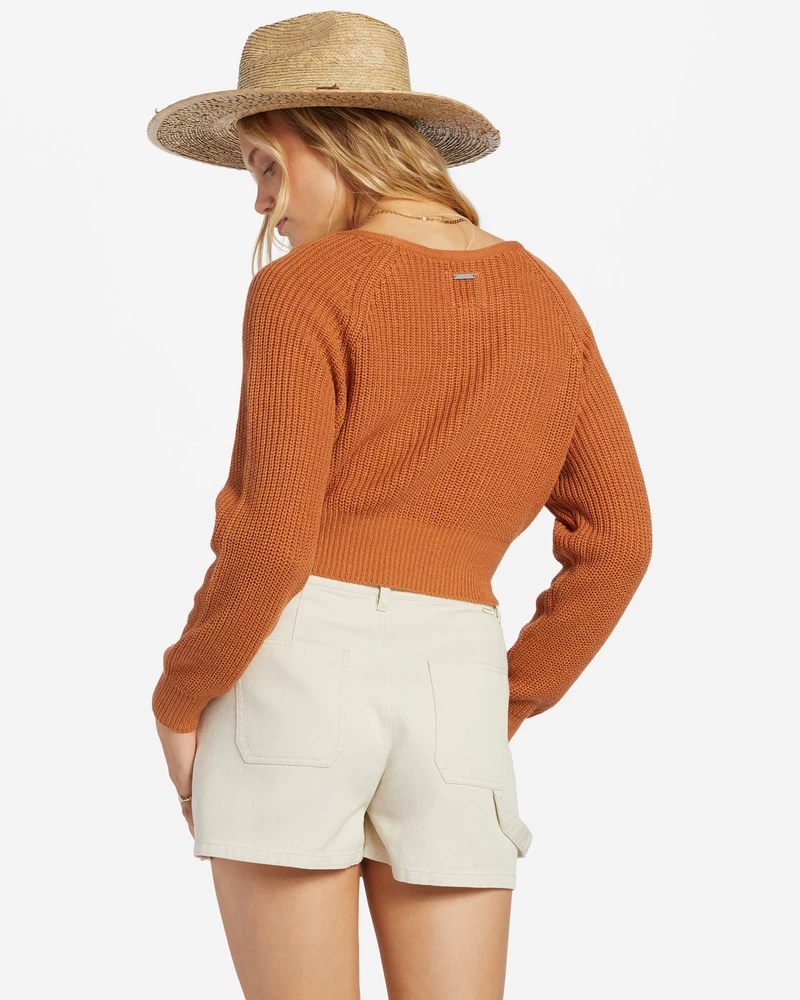 Billabong Sun Soaked V-Neck Sweater - Toffee
