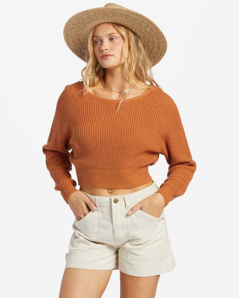Billabong Sun Soaked V-Neck Sweater - Toffee