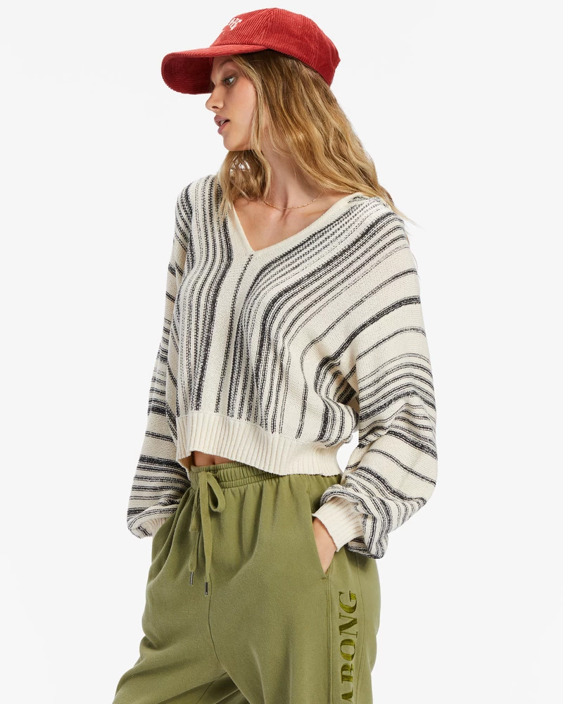 Suéter Billabong Mas Amor 2 Com Decote Em V - Black Sands