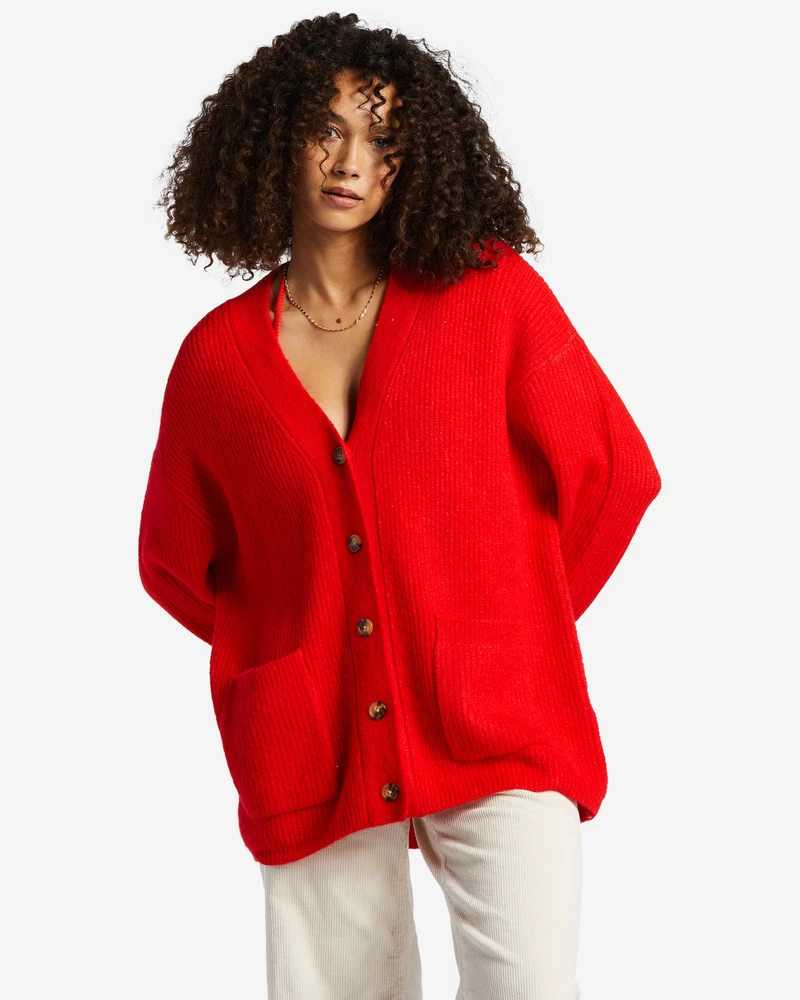 Billabong So Chill Cardigan - Rad Red