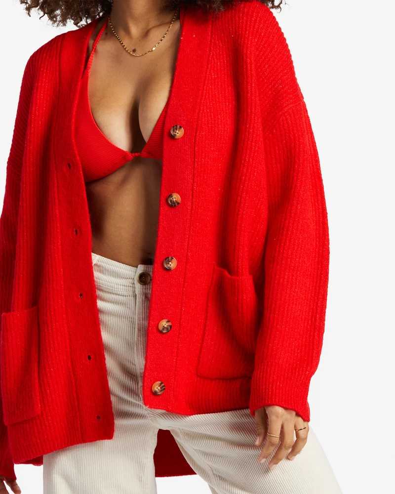 Billabong So Chill Cardigan - Rad Red