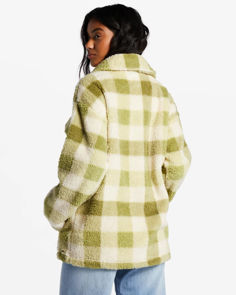 Billabong Fairbanks Button-Up Teddy Bear Jacket - Green Eyes