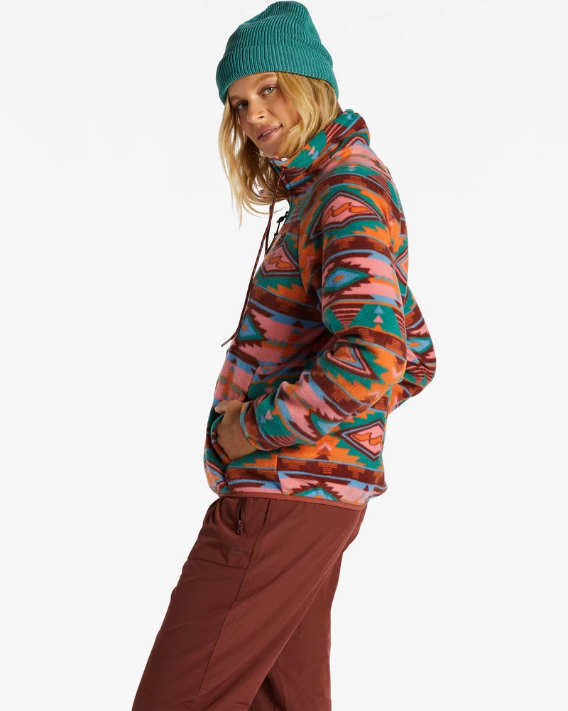 Billabong Boundary Zip-Up Mock Neck Fleece - Rosewood