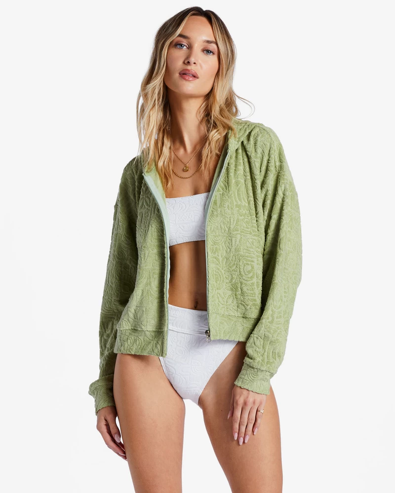 Billabong Beach Breeze Hættetrøje Med Lynlås - Avocado