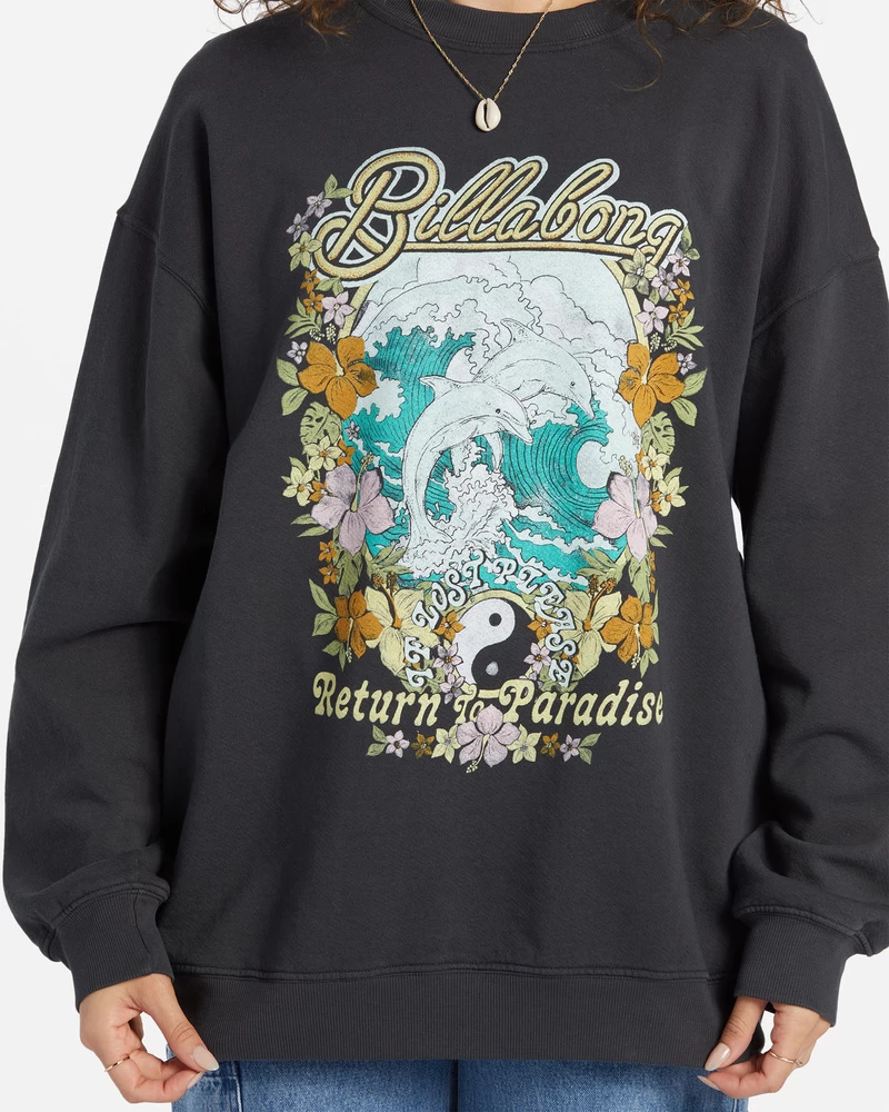 Billabong Ride In Oversized Crewneck Sweatshirt - Black Sands 3