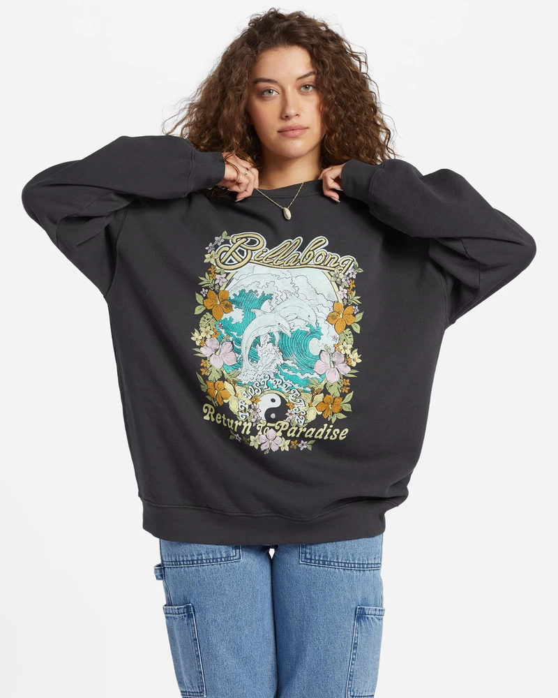 Billabong Ride En Sweat-shirt Oversize à Col Rond - Black Sands 3