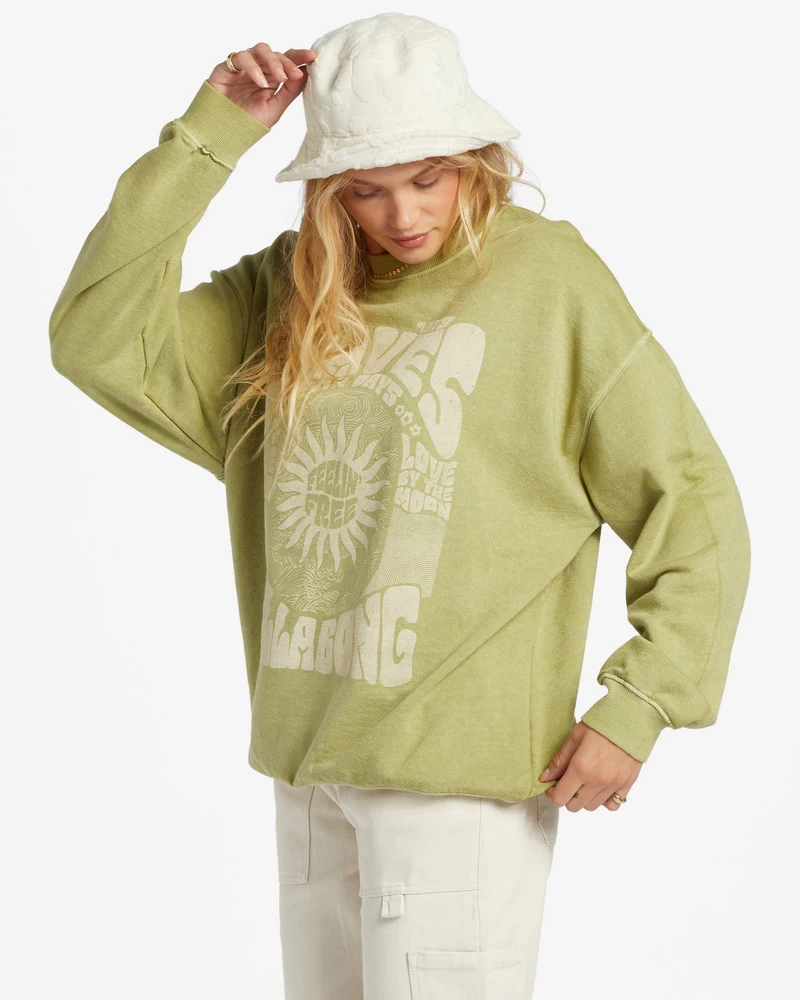 Billabong Ride Com Moletom Oversized Com Gola Redonda - Verde Palma